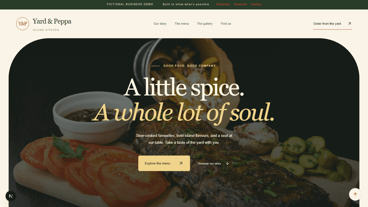 Warm restaurant website concept